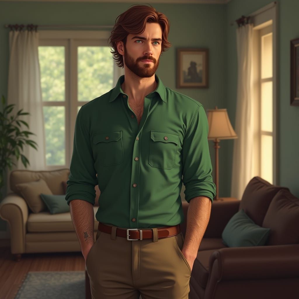 Hyperrealistic Portrait of Man with Russet Hair