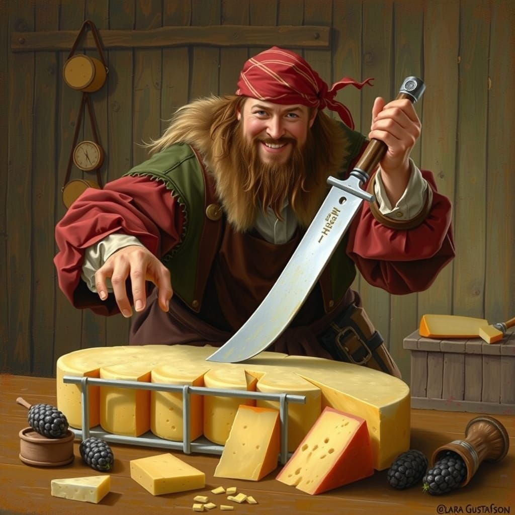 Scandinavian Pirate Turned Cheese Merchant in Rural Market