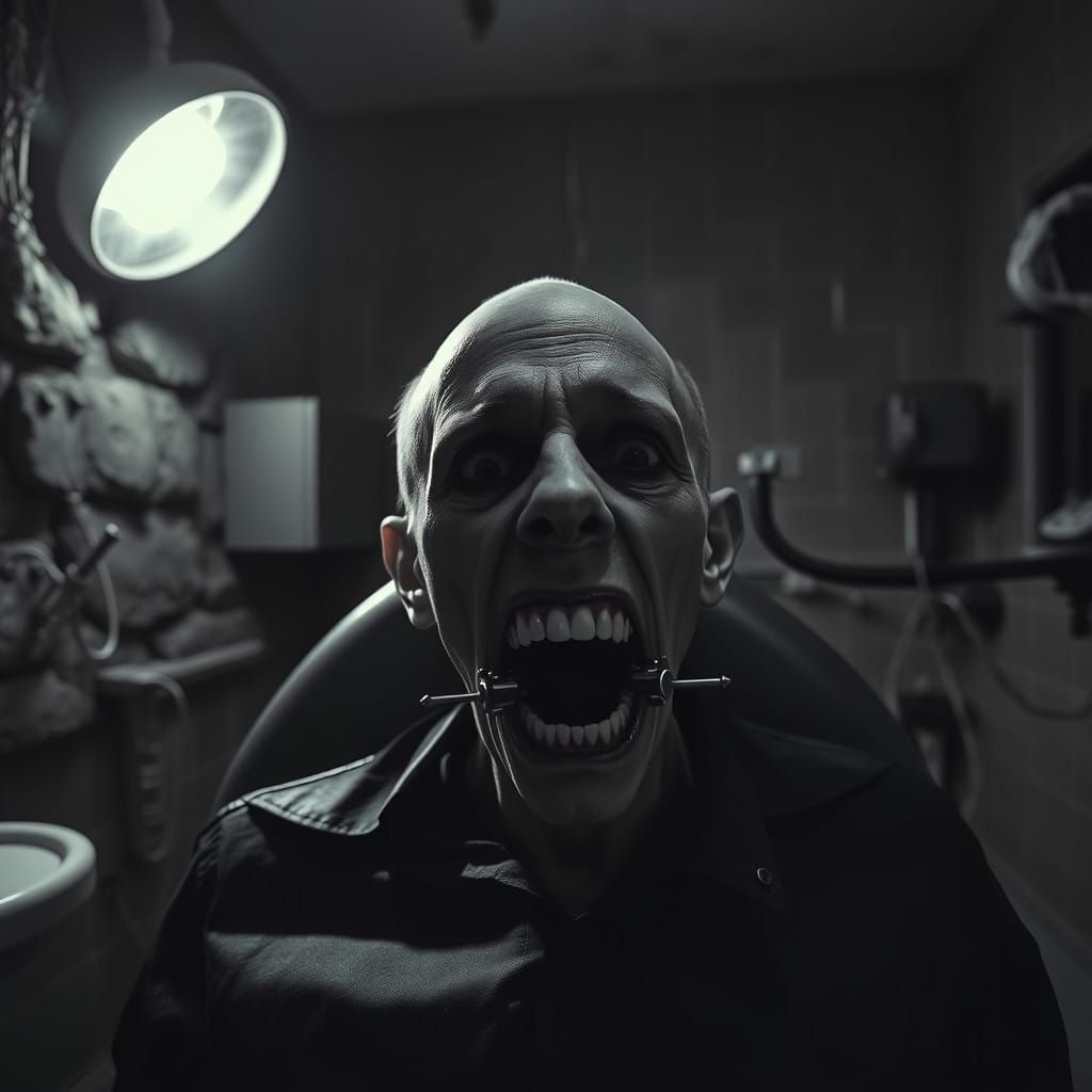 Haunting Dentist Office Scene in Dark Art Style