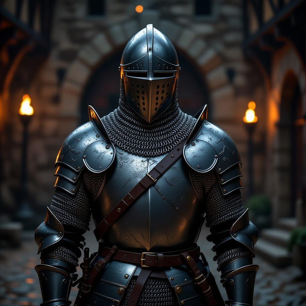 Medieval Knight in Realistic Chainmail Armor