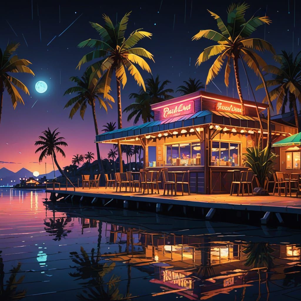 PT-109 Restaurant at Night in Low-Poly Style