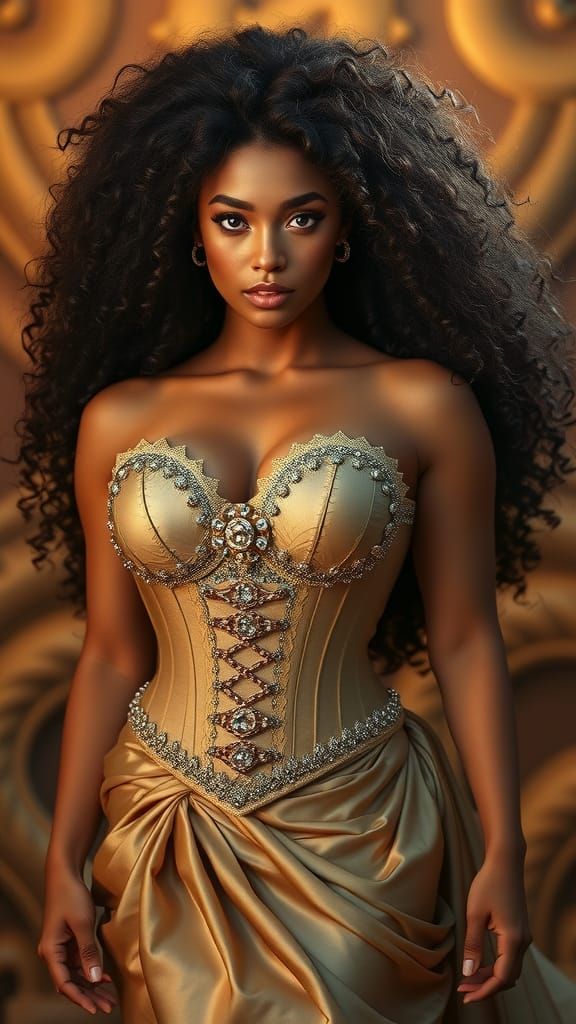 Majestic Goddess with Crystal Corset in Fantasy Art