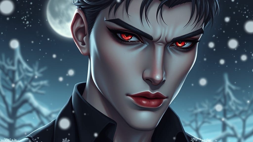 Charming Vampire in Snowy Winter Wonderland