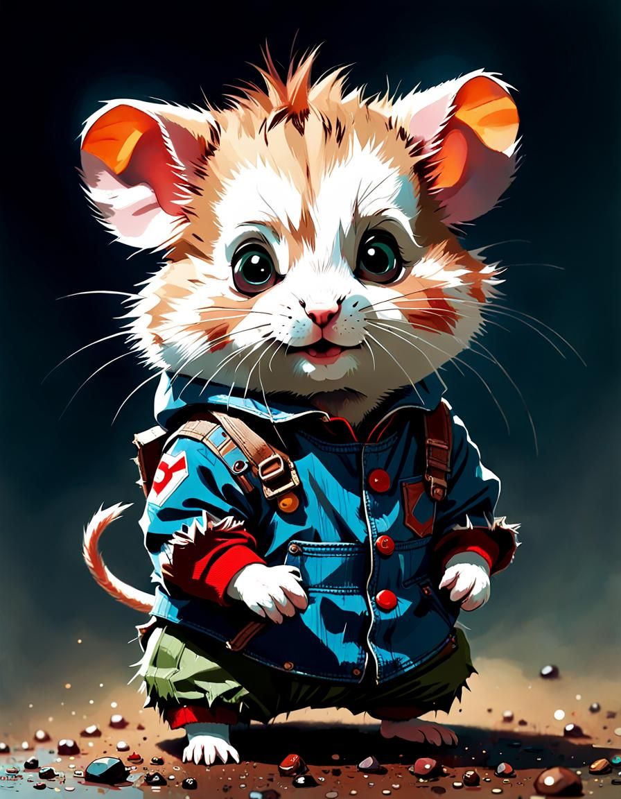 Adorable Hamster as Chucky, Digital Painting