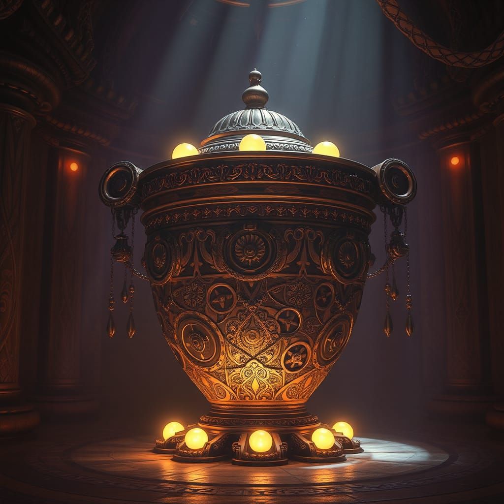 Mechanistic Vessel in Art Nouveau Dark Fantasy Style