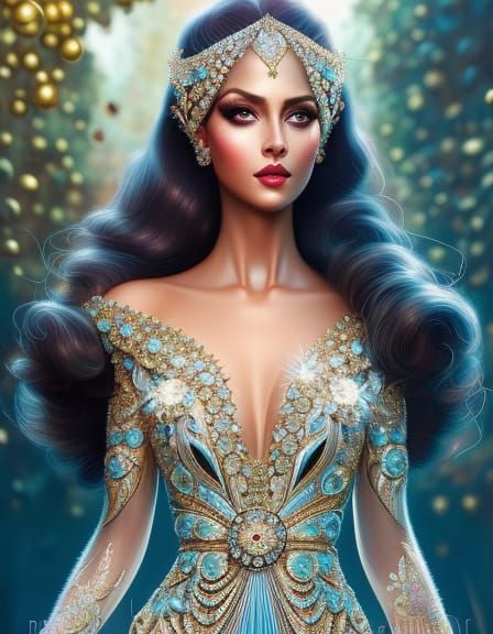 Diamond Dress Art Nouveau Portrait