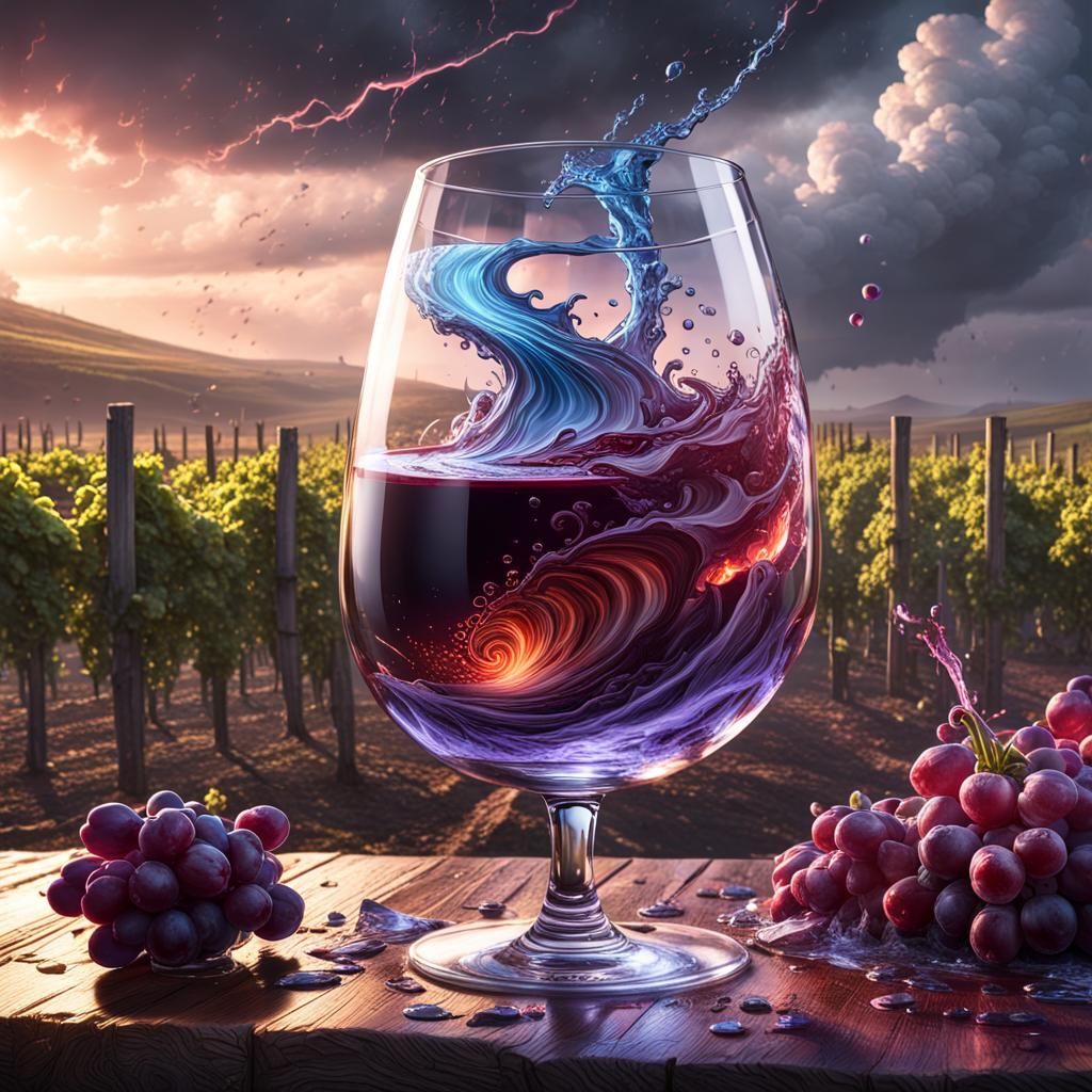 Tornado in Wine Glass: Detailed Fantasy Art