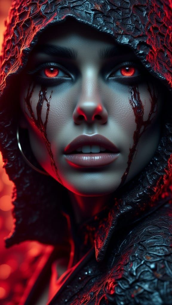 Adriana Lima Sinister Portrait in Hyperrealistic Horror Styl...