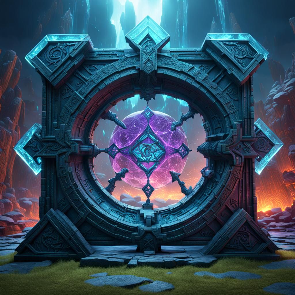 Ominous Cut Glass Rift Portal with Runes