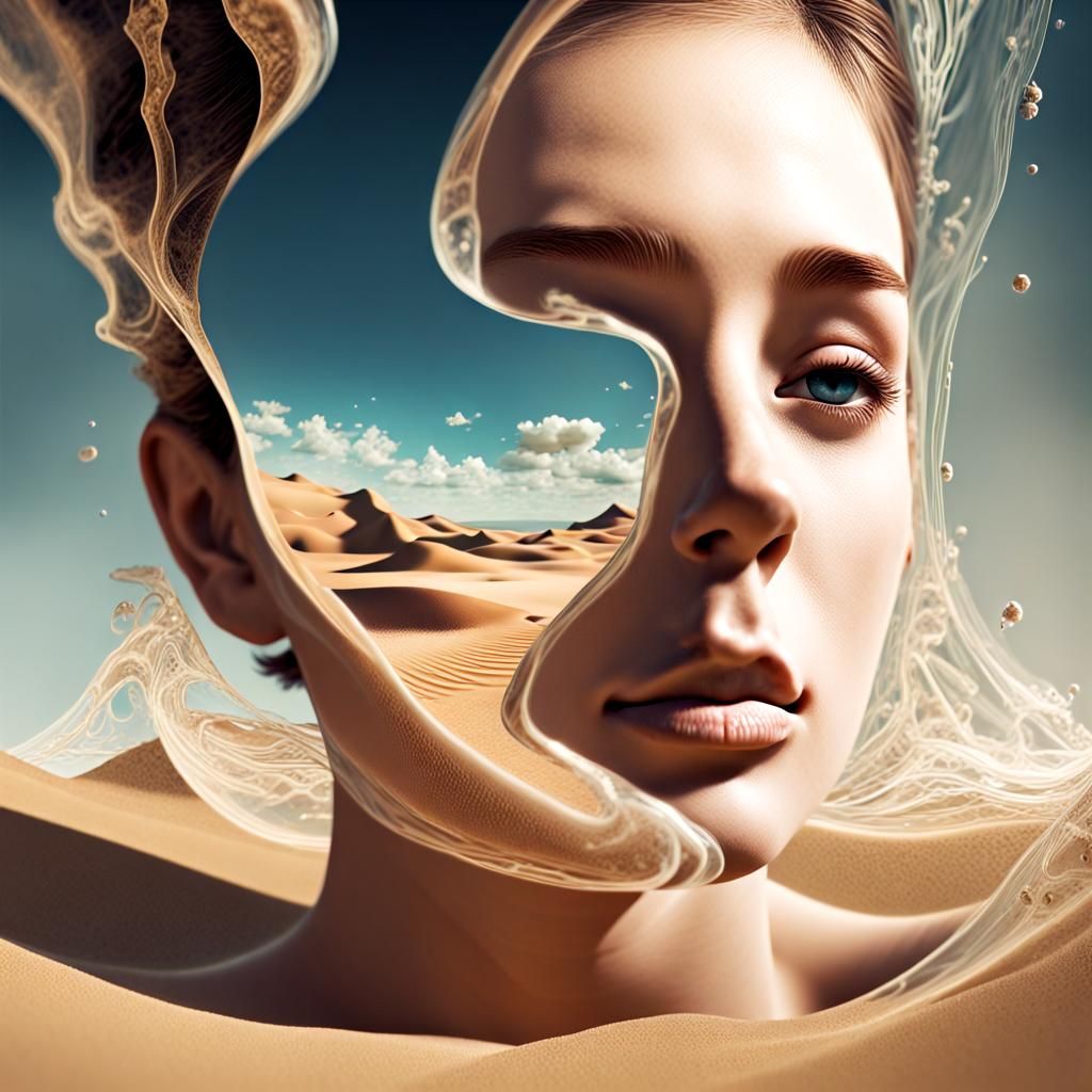 Surreal Hourglass Sands of Time in 3D