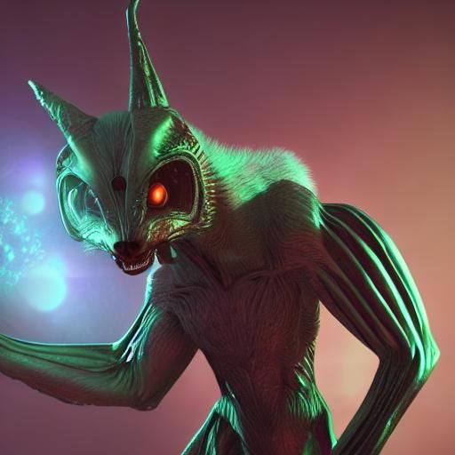 Alien Wolf in Alien World: 3D Digital Art