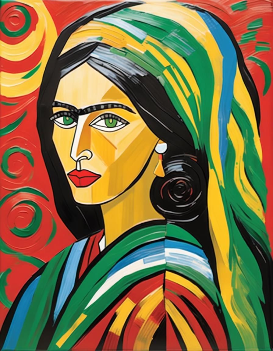 Palestinian Woman in Van Gogh's Expressive Style