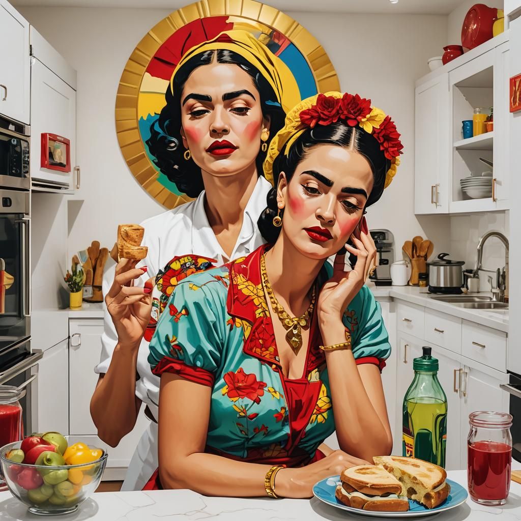 Pop Art Blessed Virgin in Modern Kitchen