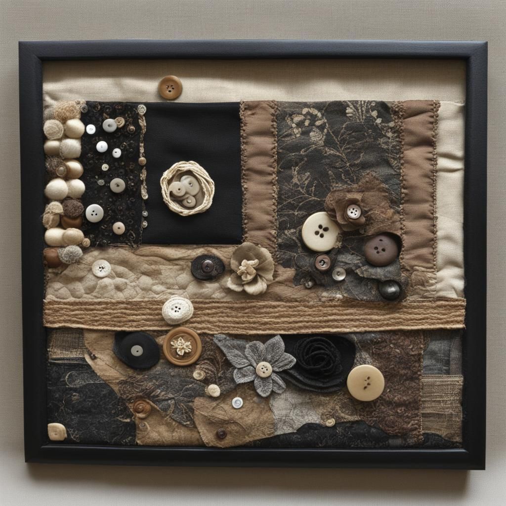 Textured Fabric Mixed Media Art in Earth Tones