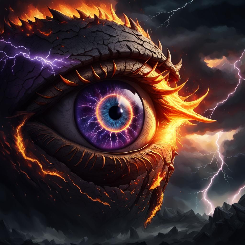 Infernal Eye in Stormy Dark Fantasy Art