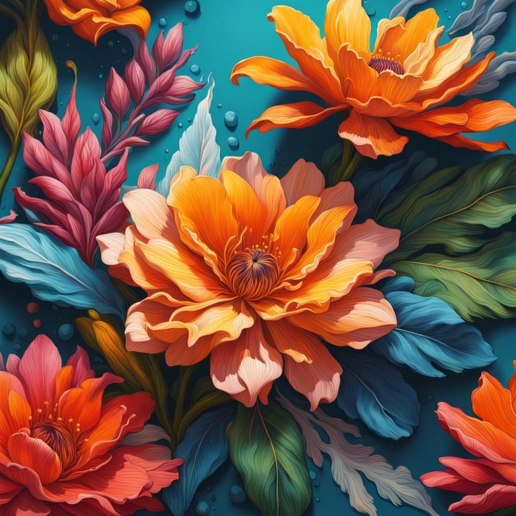 Hyperrealistic Botanical Floral Pattern Concept Art