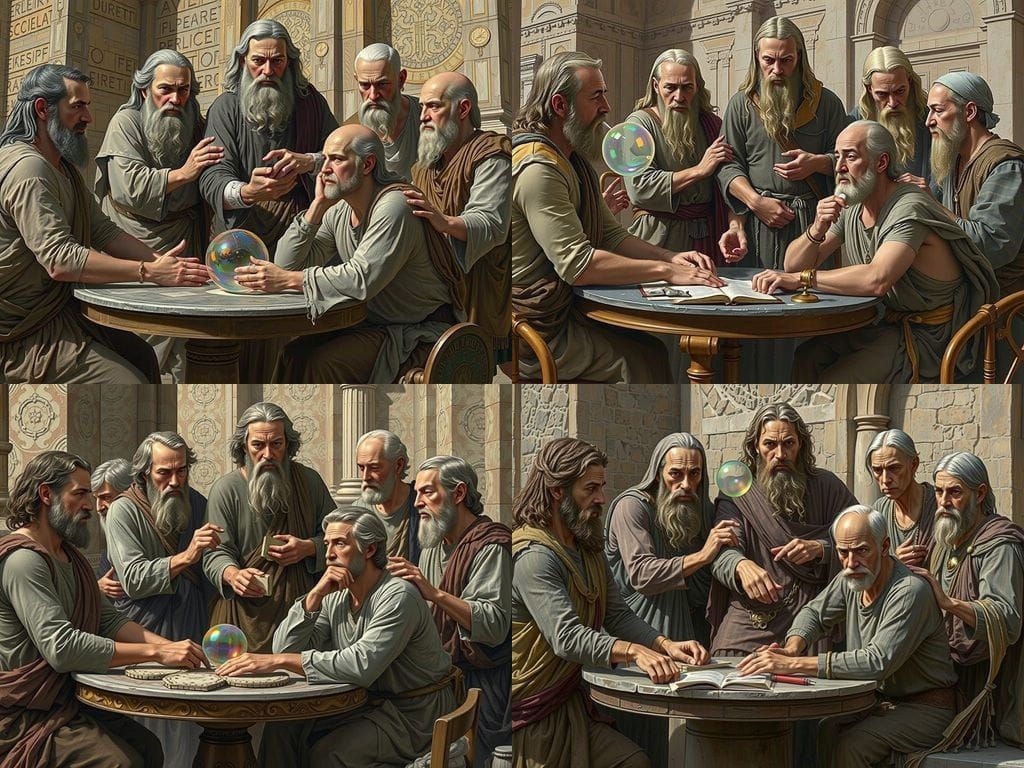 Ancient Greek Philosopher Blows Giant Bubble Gum Bubble