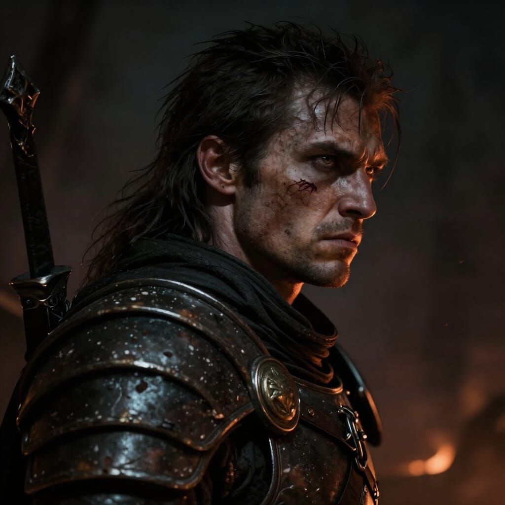 Dark Fantasy Warrior Portrait Concept Art