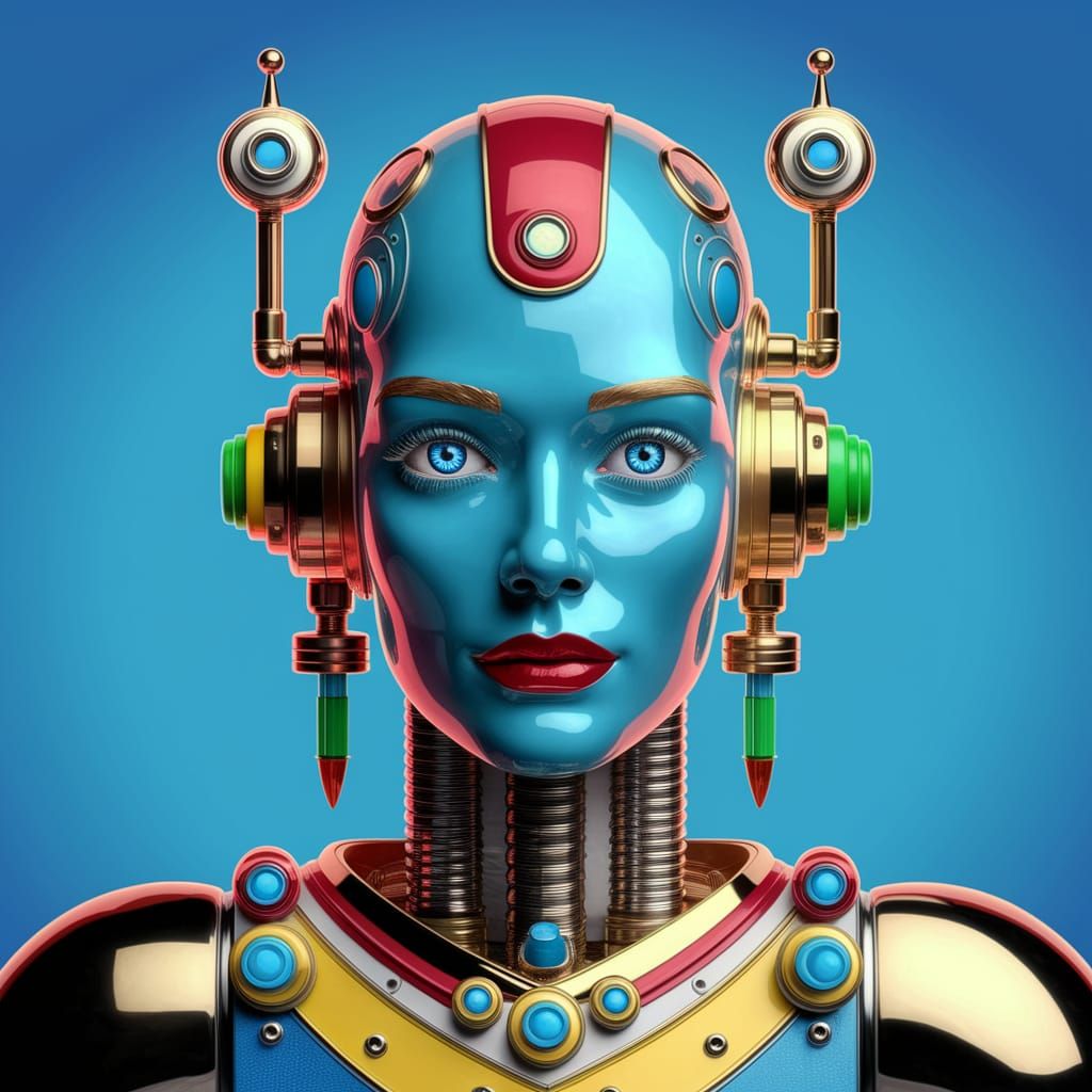 Striking Robot Lady in Art Deco Style