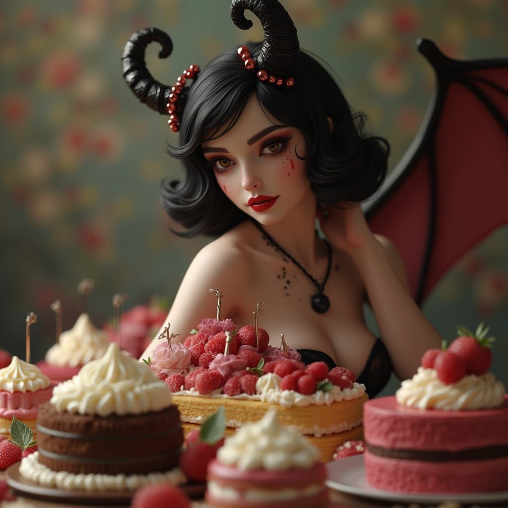 Gothic Flapper Gluttony Demon Pinup Masterpiece
