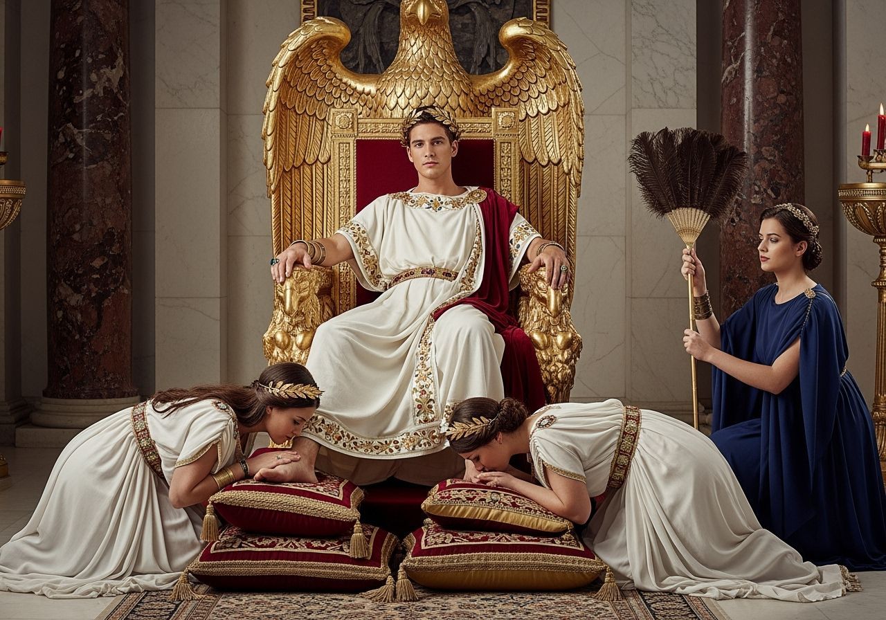 Young Emperor on Eagle Throne in Palace