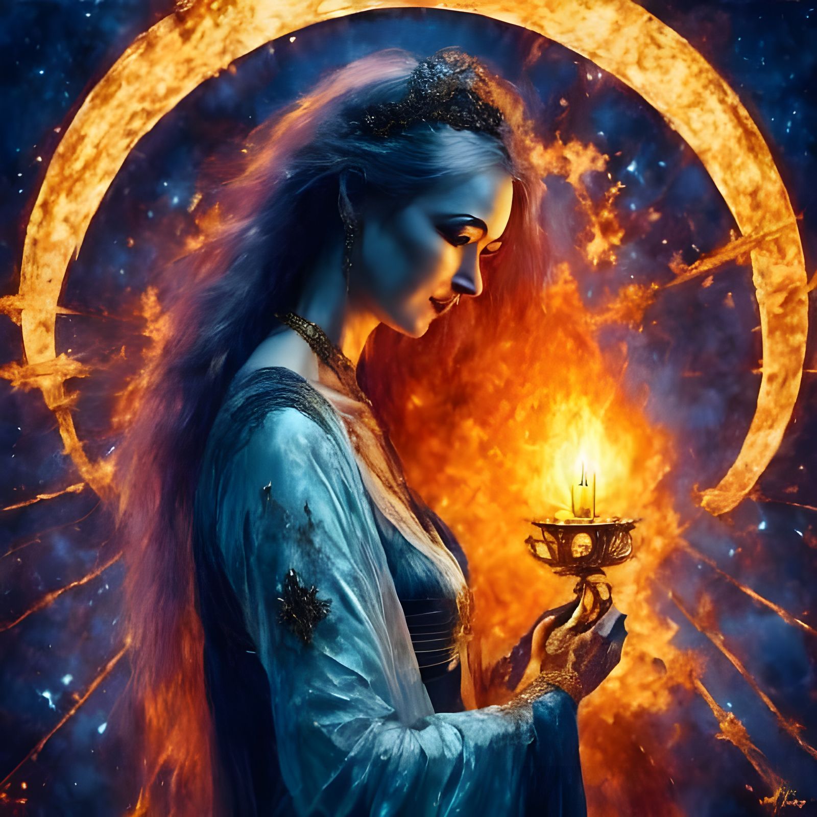 Light in Darkness: Impasto Fantasy Portrait