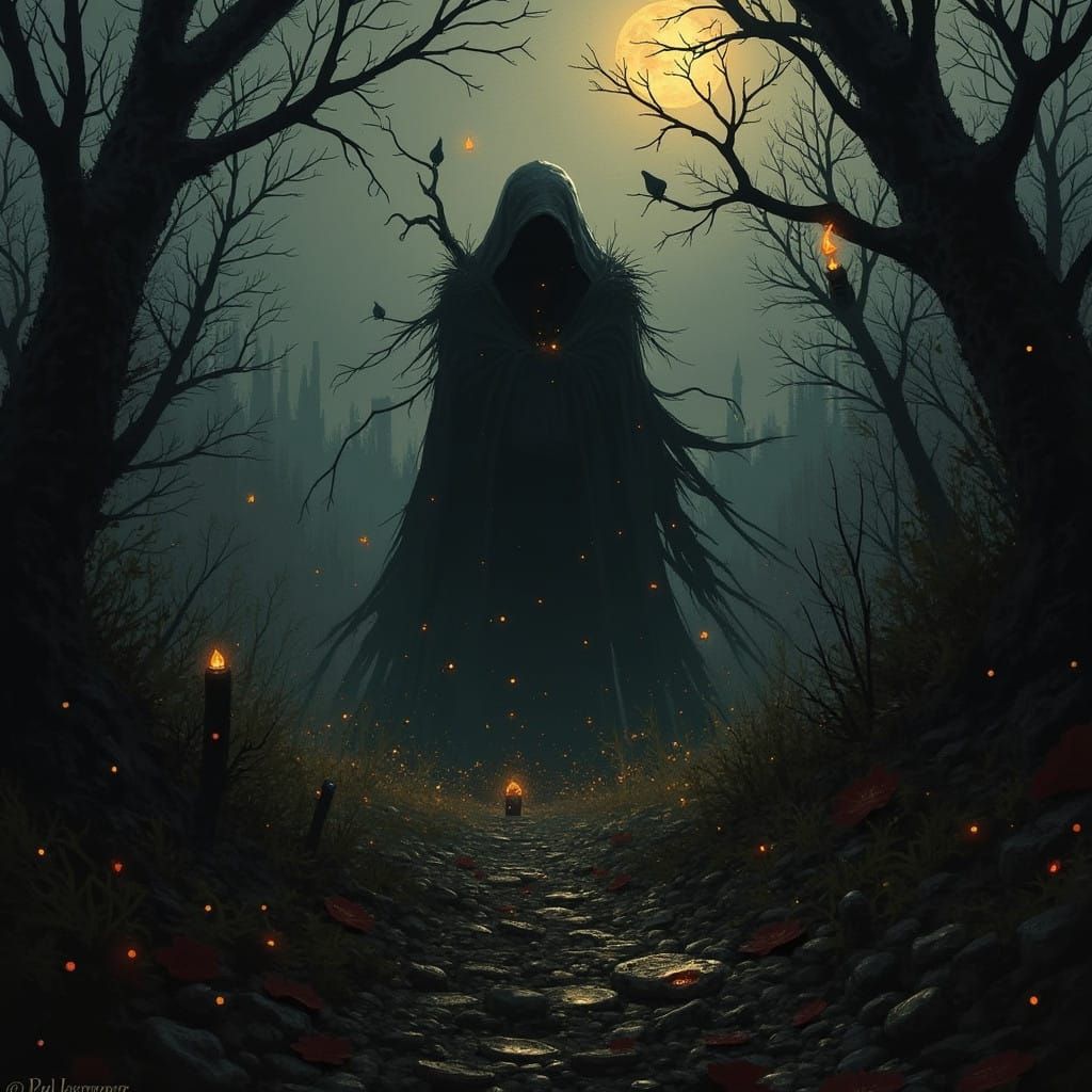 Grimdark Landscape in Monet's Impressionist Style