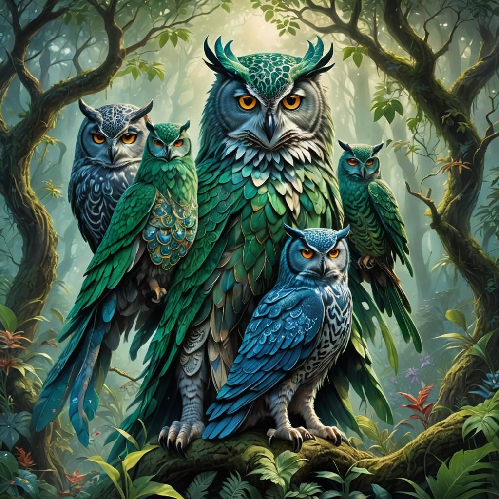 Ethereal Fantasy Shaman and Owl Leopard King