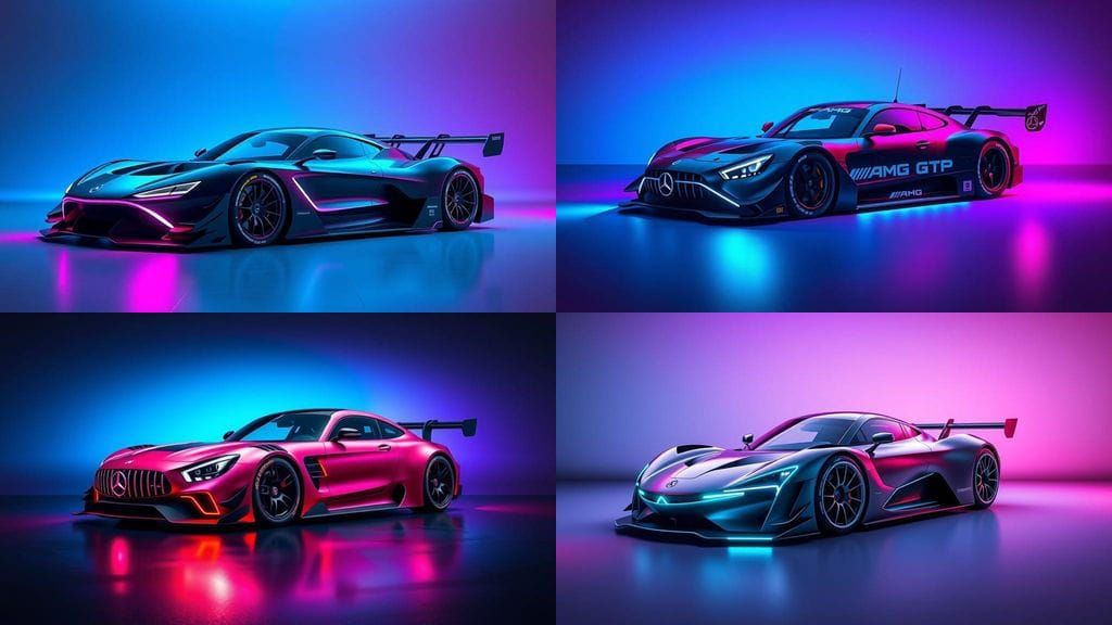 Futuristic Mercedes AMG GTP E-PERFORMANCE LMH Race Car in Ne...