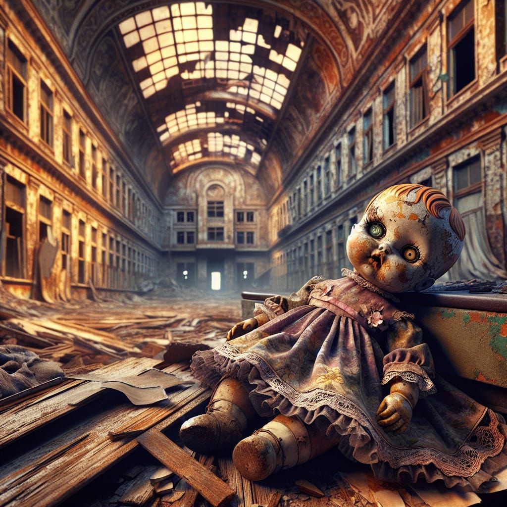 Decaying porcelain doll