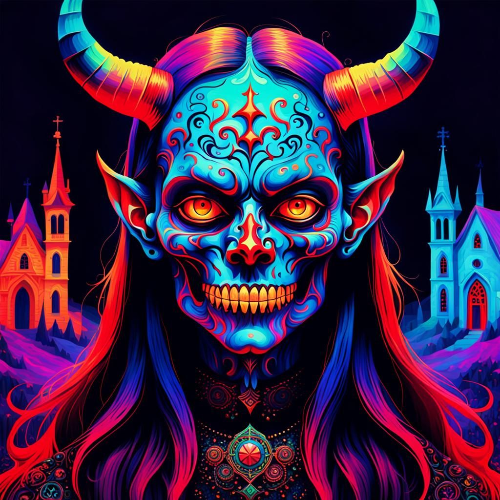 Gothic Folk Art Devil: Ethereal and Ominous