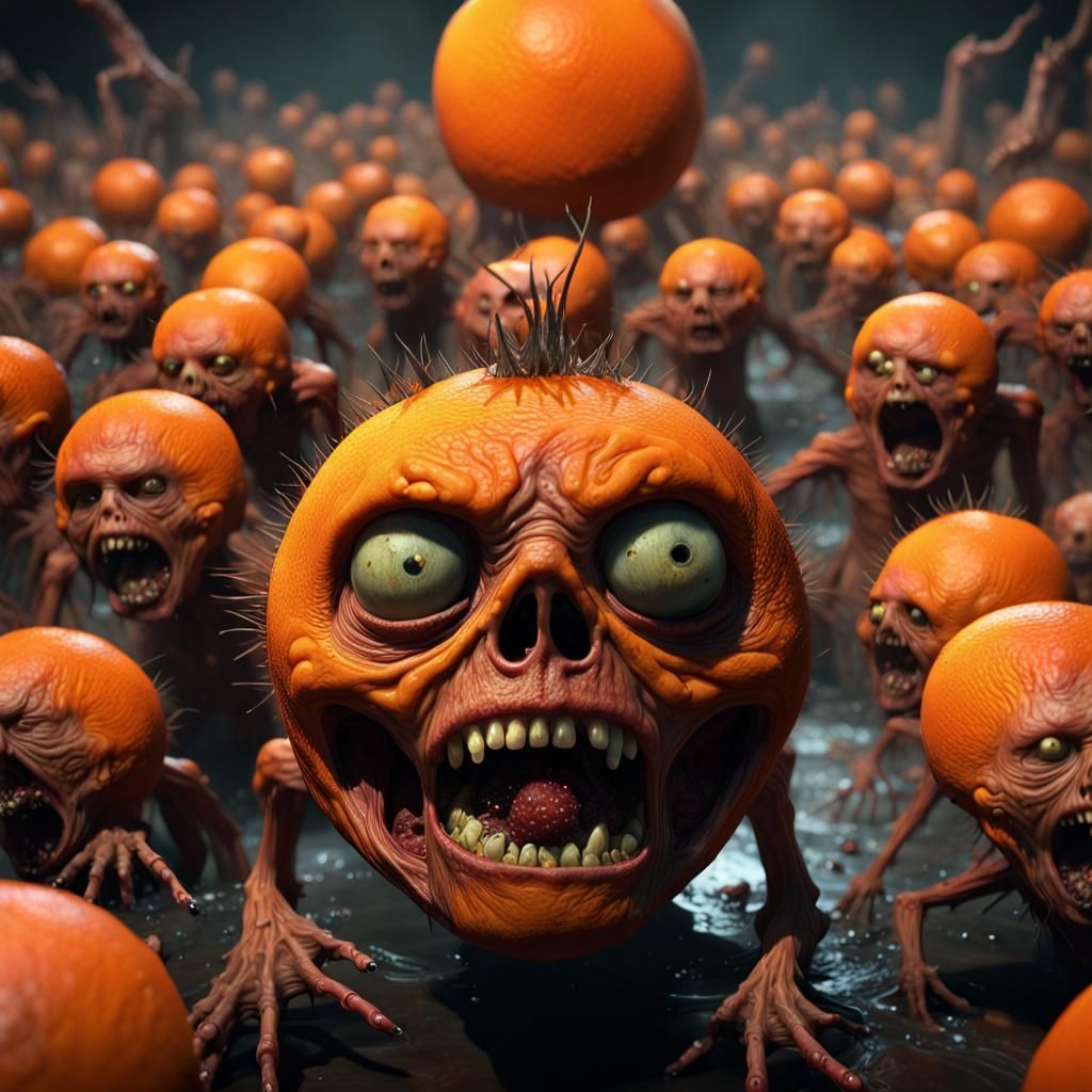 Enormous Orange Zombie in Dark Fantasy Style