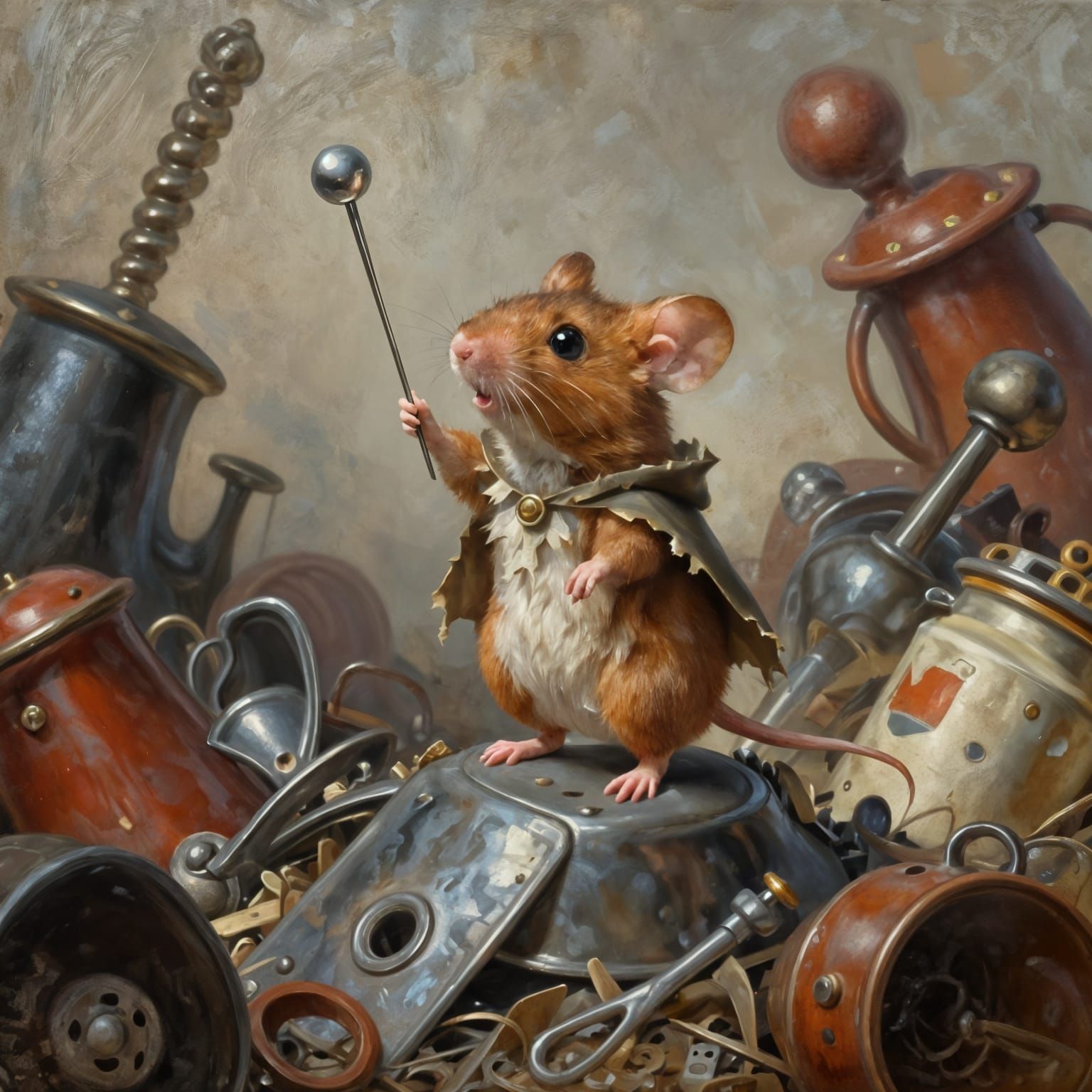 Epic Oil Painting of Adventurer Mouse With Giant Needle