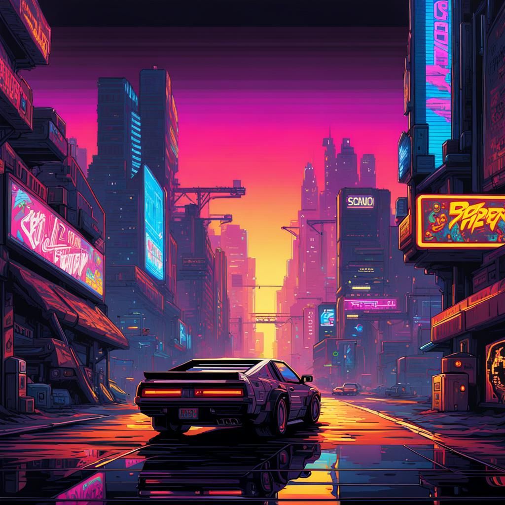 Cyberpunk 2077: 16-bit Pixel Art Graffiti