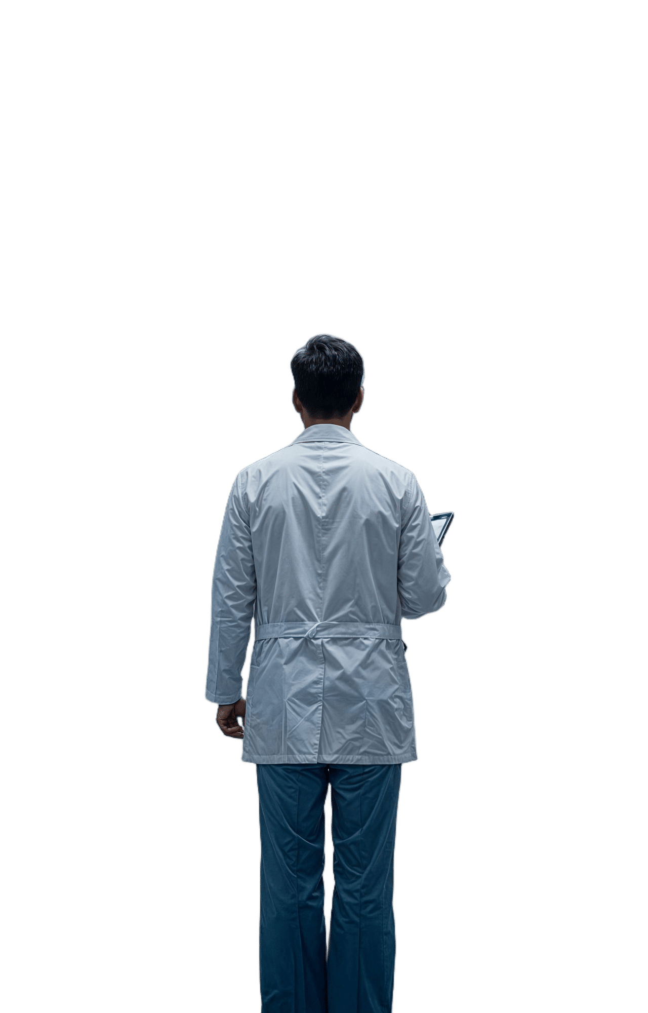 Indian Doctor in Modern Hospital, Back to Camera