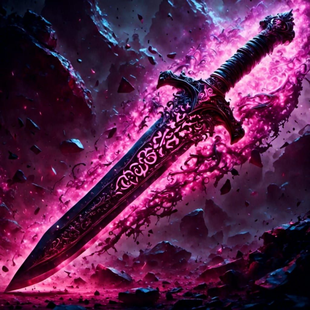 Cursed Longsword with Glowing Runes in Dark Fantasy Style
