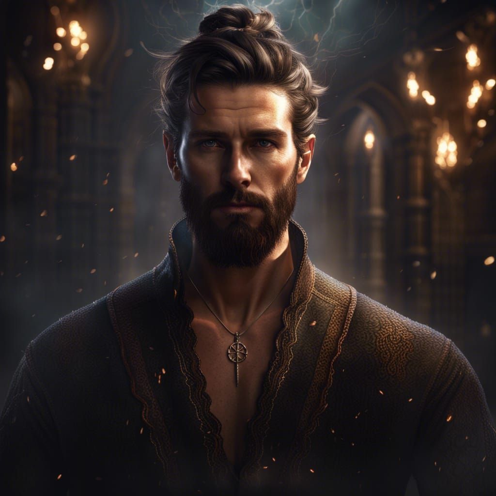 Young Sorcerer Unleashes Magic Power in Fantasy Art