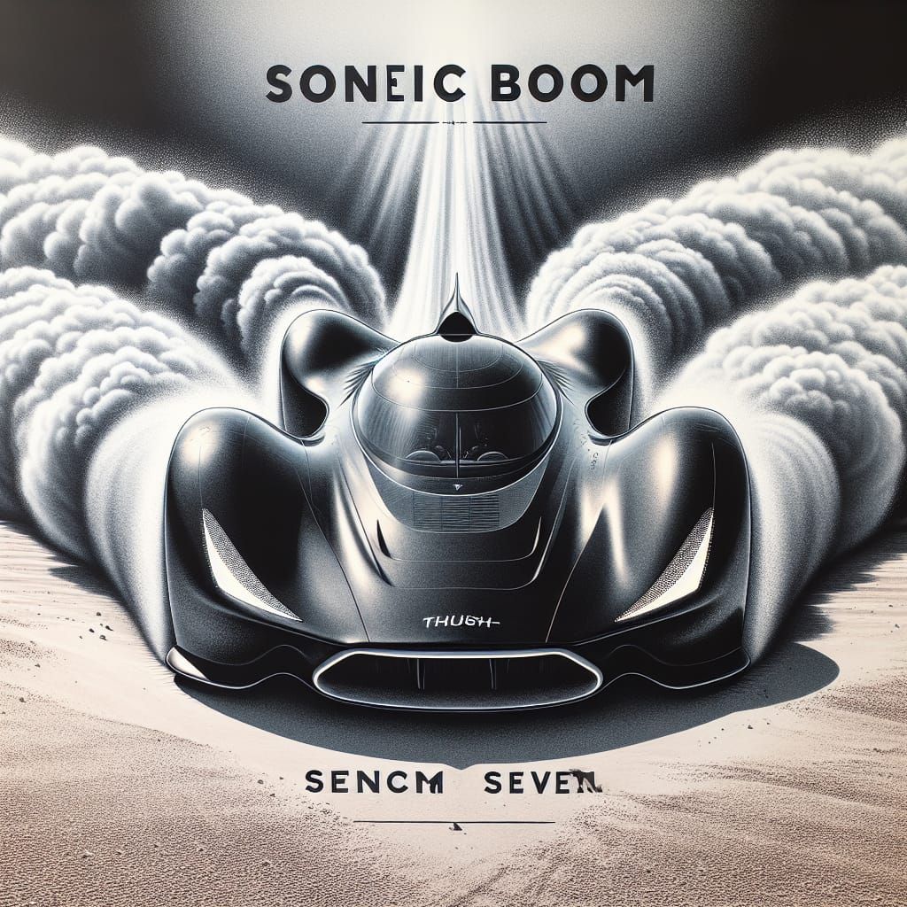 Thrust SSC Breaks Sound Barrier in Desert Landscape