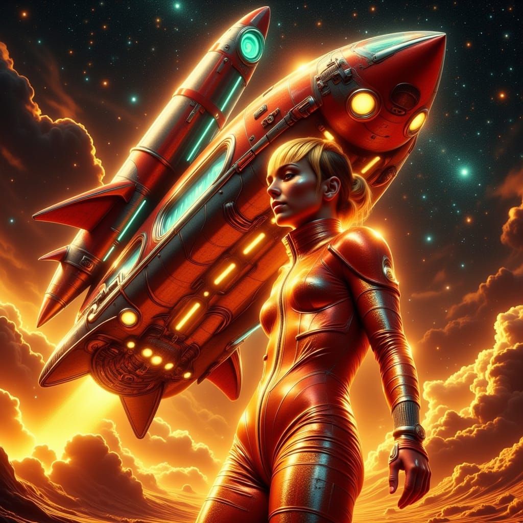 Captain Cosmos in Retro-Futuristic Heroic Pose