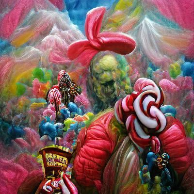 Sinister Candyland Wonderland in Gouache Swirls
