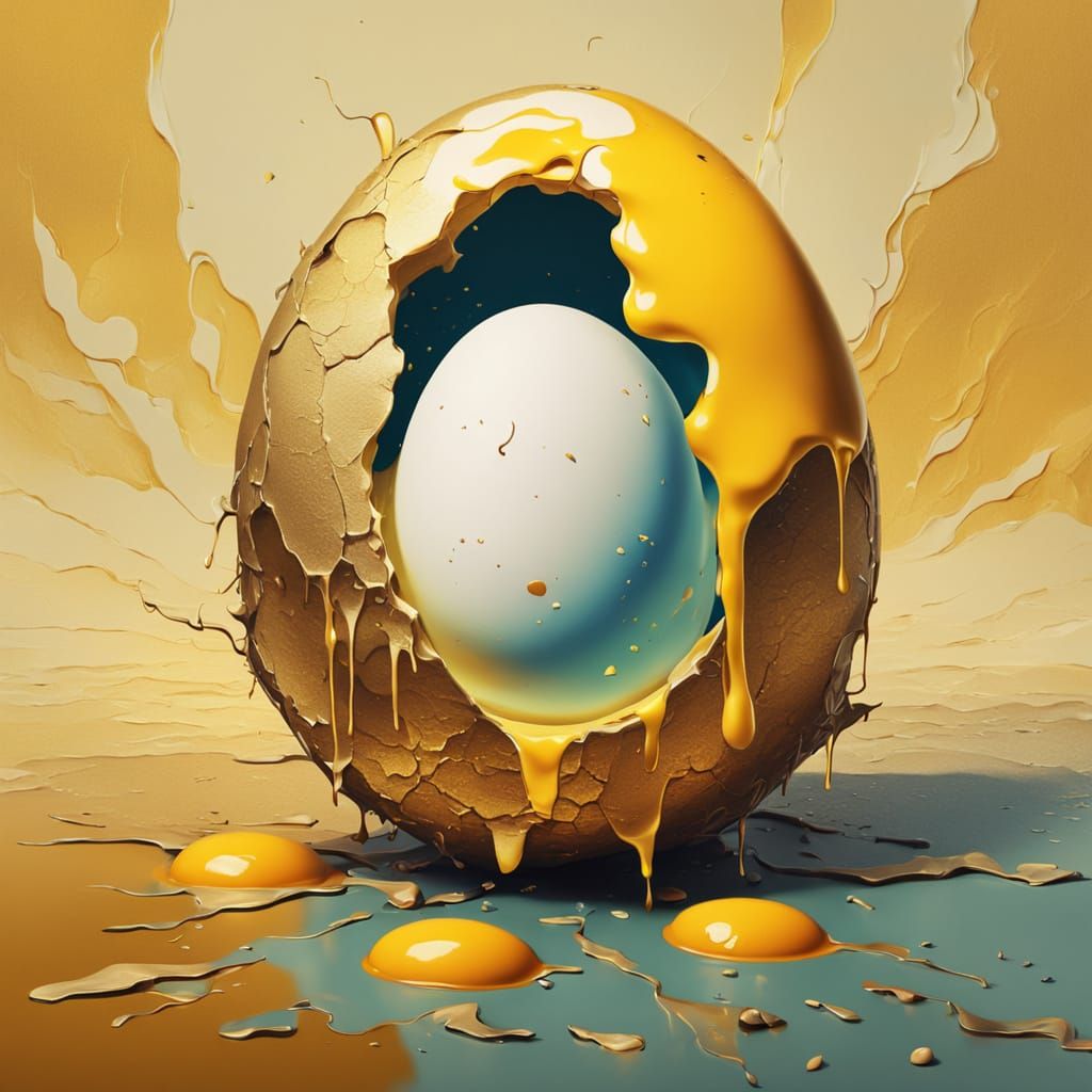 Surrealist Crying Man with Cracked Egg, Dali Style