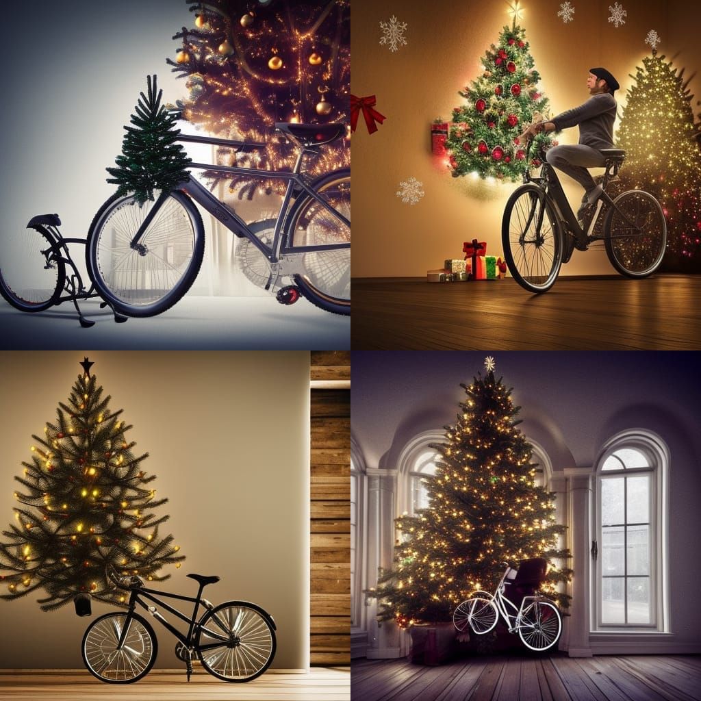 Christmas Tree With Bicycle: Cinematic Photo
