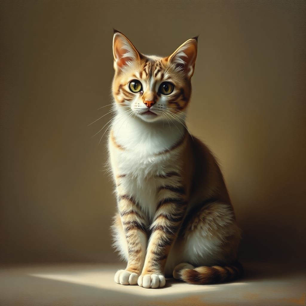 Serene Cat Portrait in Dreamy Surrealist Style