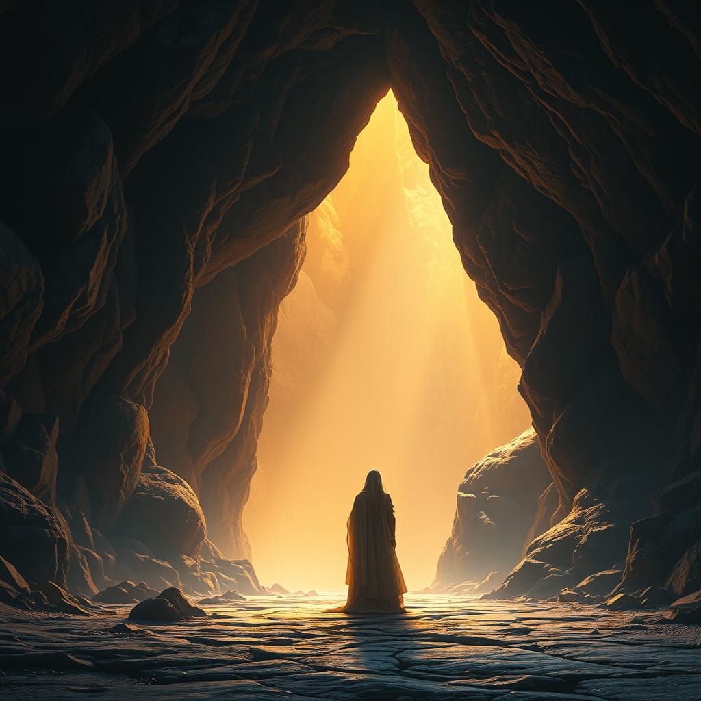 Ancient Cave Entrance in Mystical Aura