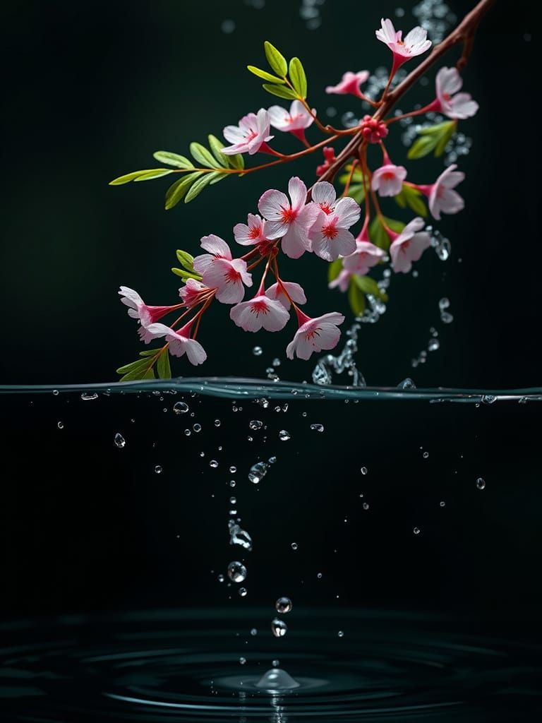 Weightless Mimosa Branch in Zero Gravity