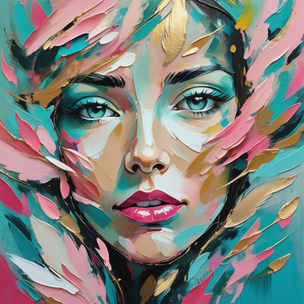 Abstract Expressionist Portrait with Swirling Brushstrokes