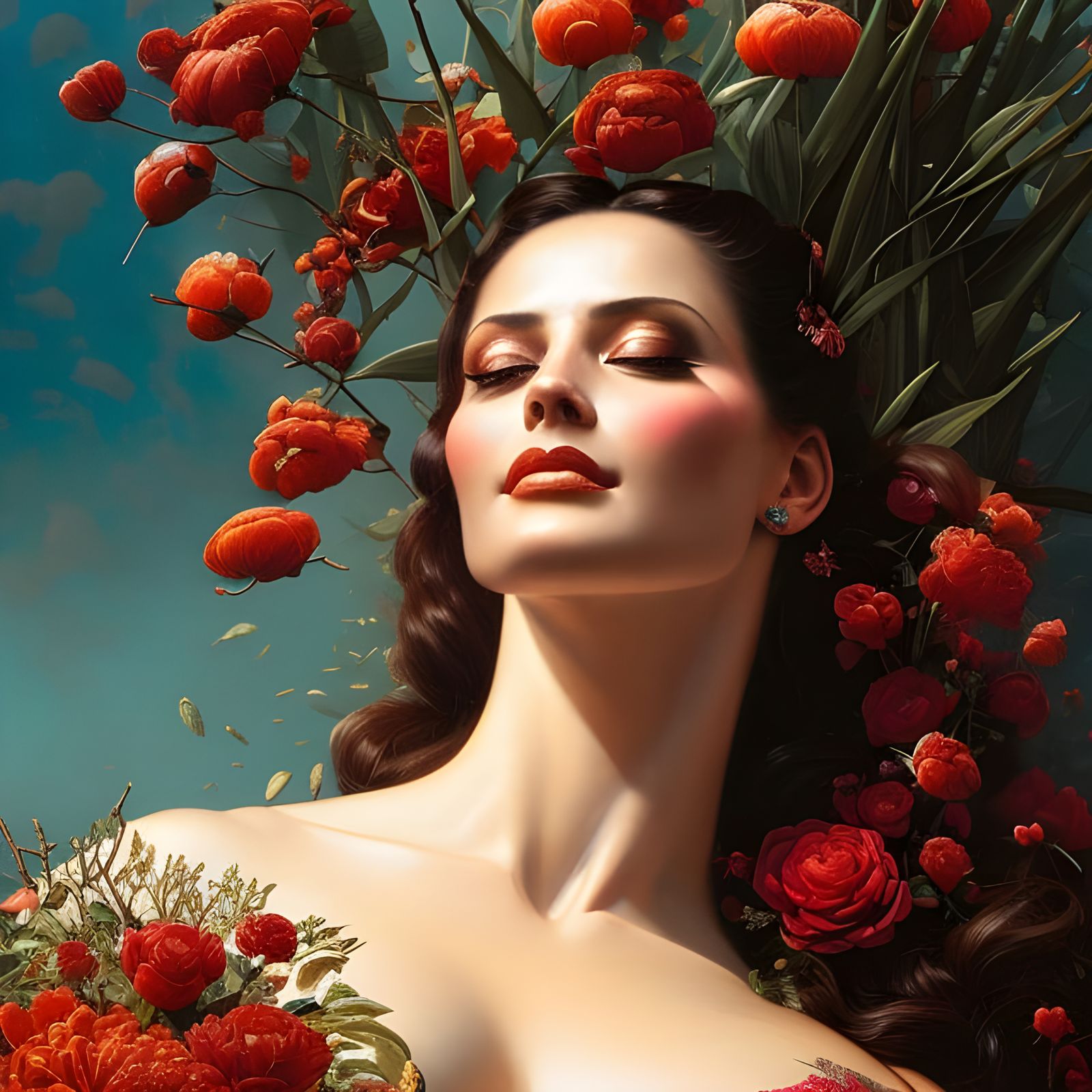 Gorgeous Woman Relaxing: Hyperdetailed Digital Painting