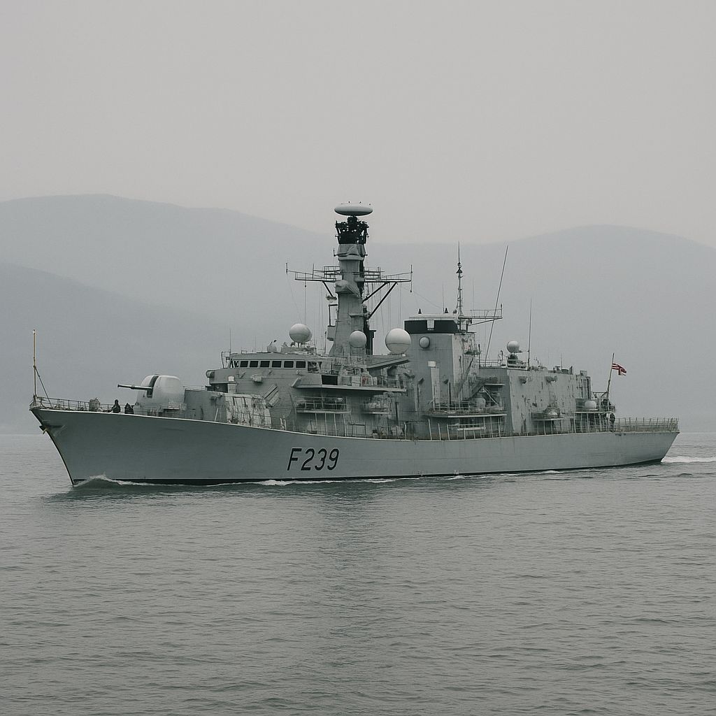 British Type 23 Frigate Warship F239 on Overcast Day