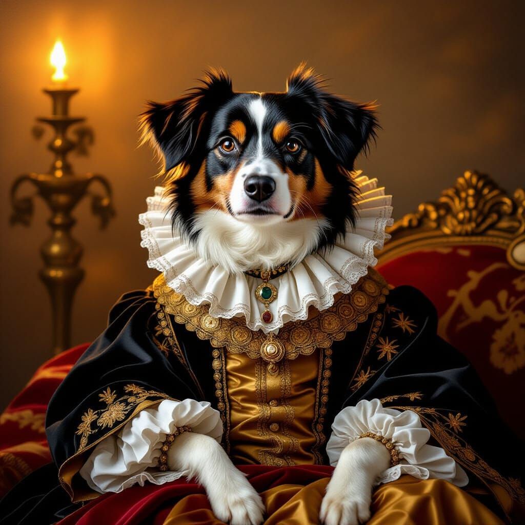 Renaissance Dog Portrait in Baroque Clothing