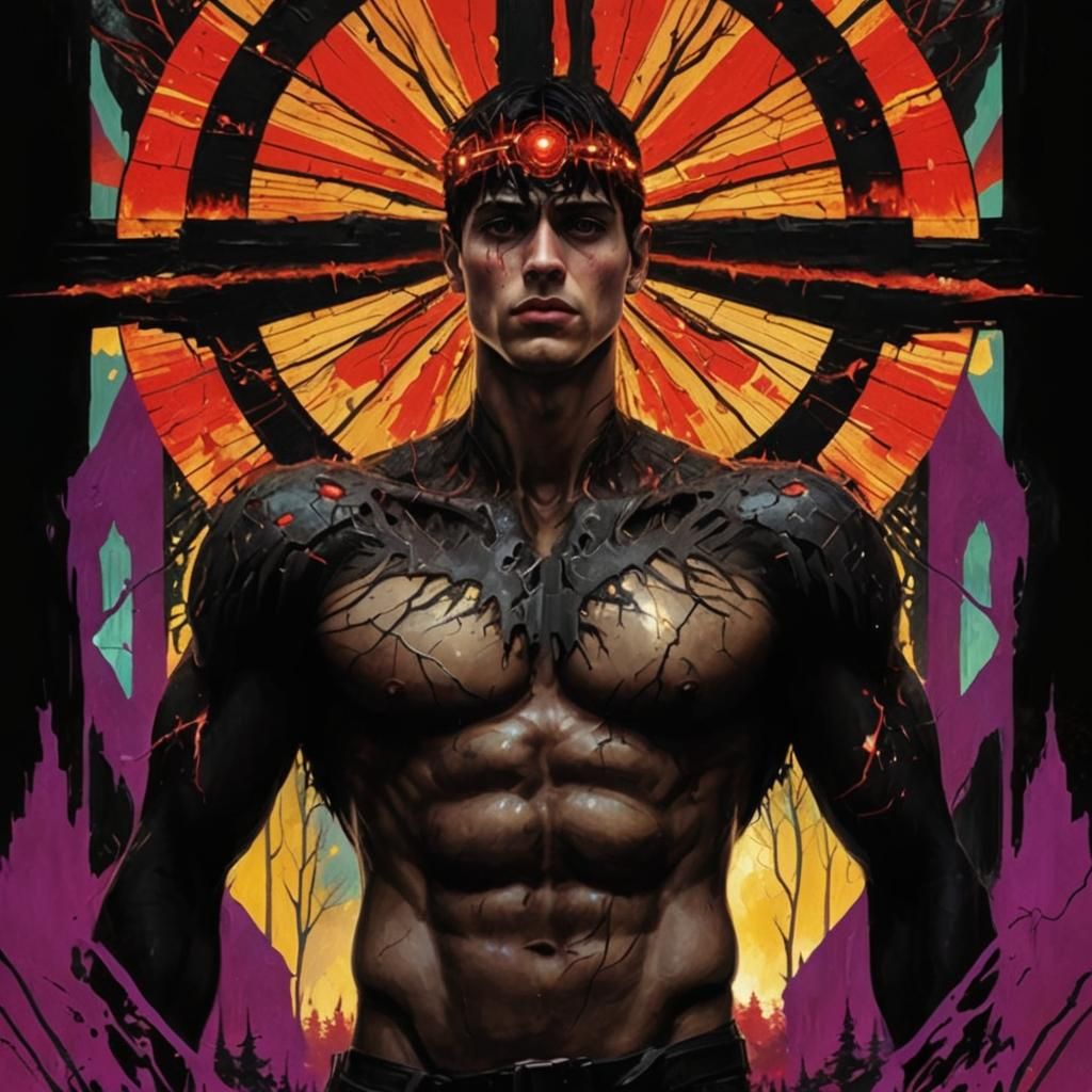 Surrealist Man in Post-Apocalyptic Forest